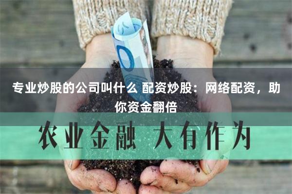 专业炒股的公司叫什么 配资炒股：网络配资，助你资金翻倍